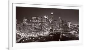 Chicago River Panorama BW-Steve Gadomski-Framed Photographic Print