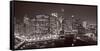 Chicago River Panorama BW-Steve Gadomski-Framed Stretched Canvas
