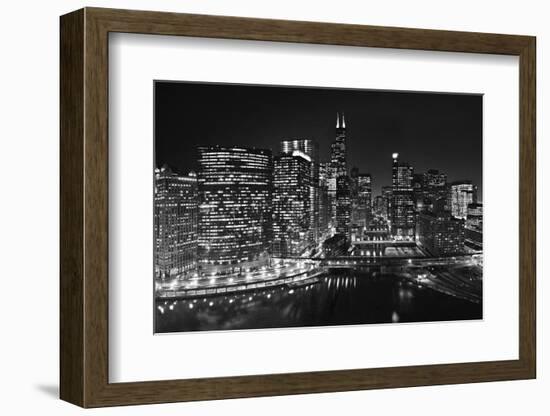 Chicago River Panorama BW-Steve Gadomski-Framed Photographic Print