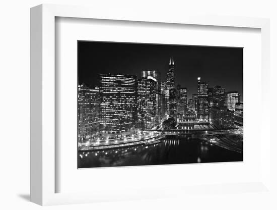 Chicago River Panorama BW-Steve Gadomski-Framed Photographic Print