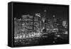 Chicago River Panorama BW-Steve Gadomski-Framed Stretched Canvas