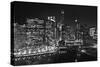 Chicago River Panorama BW-Steve Gadomski-Stretched Canvas