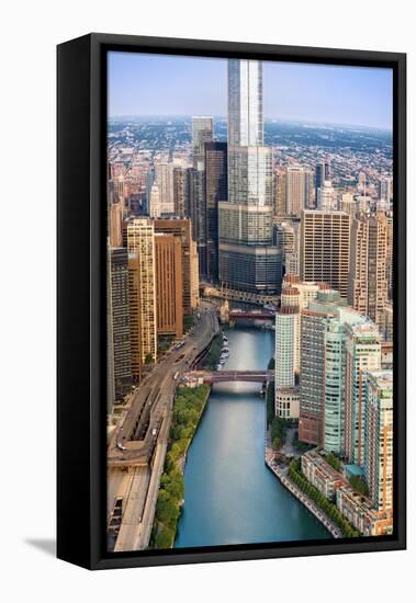 Chicago River Sunrise-Steve Gadomski-Framed Stretched Canvas