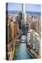 Chicago River Sunrise-Steve Gadomski-Stretched Canvas