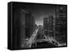 Chicago River Sunset BW-Steve Gadomski-Framed Stretched Canvas