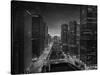 Chicago River Sunset BW-Steve Gadomski-Stretched Canvas