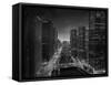 Chicago River Sunset BW-Steve Gadomski-Framed Stretched Canvas