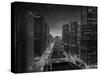 Chicago River Sunset BW-Steve Gadomski-Stretched Canvas