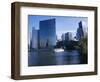 Chicago River Tour Boat at 333N Wacker Building 1983, Chicago, Illinois, USA-Simon Westcott-Framed Photographic Print