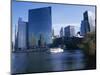 Chicago River Tour Boat at 333N Wacker Building 1983, Chicago, Illinois, USA-Simon Westcott-Mounted Photographic Print