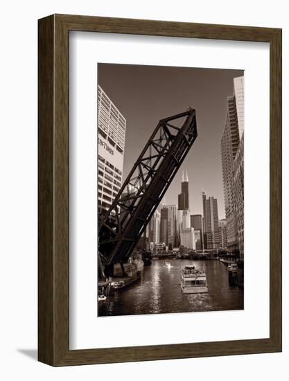 Chicago River Traffic BW-Steve Gadomski-Framed Photographic Print