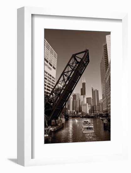 Chicago River Traffic BW-Steve Gadomski-Framed Photographic Print