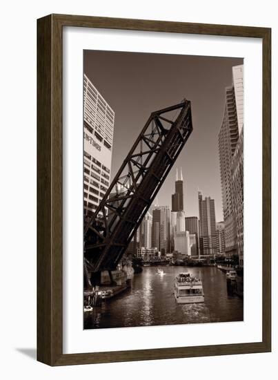 Chicago River Traffic BW-Steve Gadomski-Framed Photographic Print