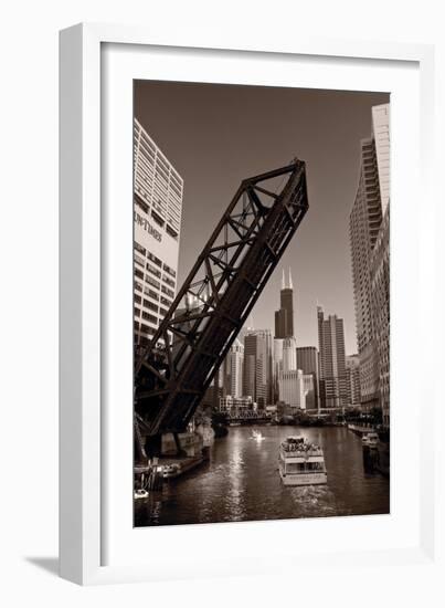 Chicago River Traffic BW-Steve Gadomski-Framed Photographic Print