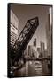 Chicago River Traffic BW-Steve Gadomski-Framed Stretched Canvas