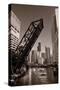 Chicago River Traffic BW-Steve Gadomski-Stretched Canvas