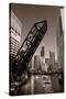 Chicago River Traffic BW-Steve Gadomski-Stretched Canvas