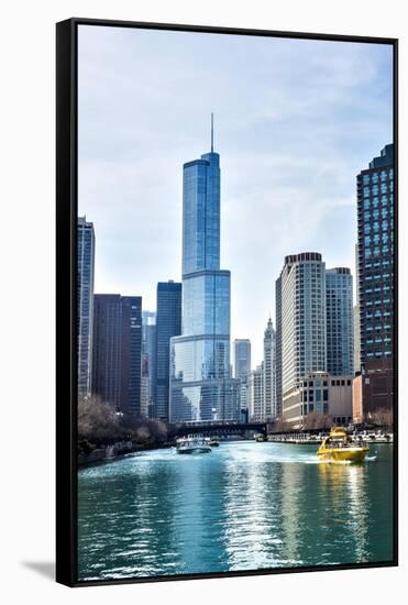 Chicago River Trump Tower-Patrick Warneka-Framed Stretched Canvas