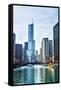 Chicago River Trump Tower-Patrick Warneka-Framed Stretched Canvas