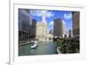 Chicago River Walk Follows the Riverside Along East Wacker Drive-Amanda Hall-Framed Photographic Print