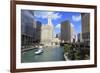 Chicago River Walk Follows the Riverside Along East Wacker Drive-Amanda Hall-Framed Photographic Print