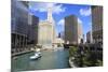 Chicago River Walk Follows the Riverside Along East Wacker Drive-Amanda Hall-Mounted Photographic Print