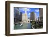 Chicago River Walk Follows the Riverside Along East Wacker Drive-Amanda Hall-Framed Photographic Print