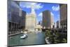 Chicago River Walk Follows the Riverside Along East Wacker Drive-Amanda Hall-Mounted Photographic Print