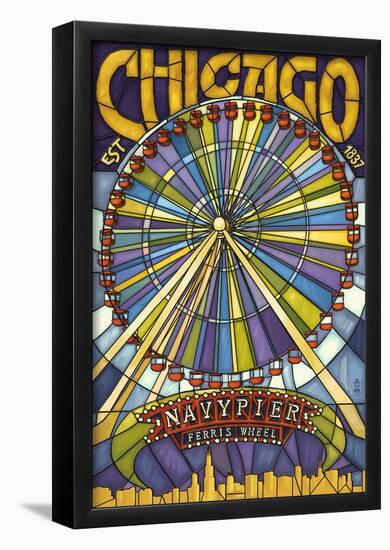 Chicago's Navy Pier and Ferris Wheel-null-Framed Poster