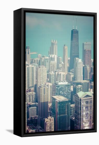 Chicago Skyline Aerial View-Curioso Travel Photography-Framed Stretched Canvas