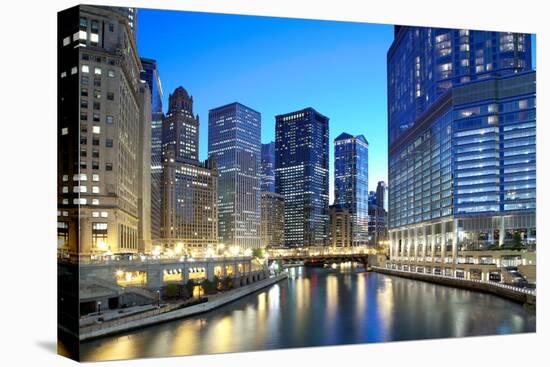 Chicago Skyline along the River-rebelml-Stretched Canvas