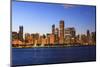 Chicago Skyline and Lake Michigan at Dusk, Chicago, Illinois, United States of America-Amanda Hall-Mounted Photographic Print