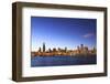 Chicago Skyline and Lake Michigan at Dusk with the Willis Tower on the Left, Chicago, Illinois, USA-Amanda Hall-Framed Photographic Print