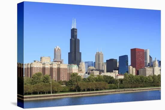 Chicago Skyline and Lake Michigan with the Willis Tower, Chicago, Illinois, USA-Amanda Hall-Stretched Canvas