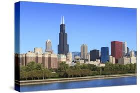 Chicago Skyline and Lake Michigan with the Willis Tower, Chicago, Illinois, USA-Amanda Hall-Stretched Canvas