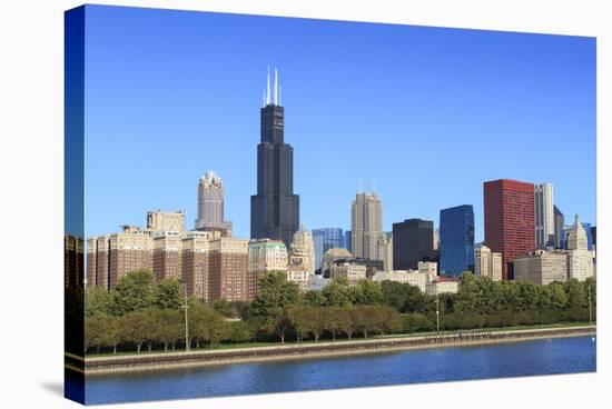 Chicago Skyline and Lake Michigan with the Willis Tower, Chicago, Illinois, USA-Amanda Hall-Stretched Canvas