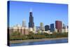 Chicago Skyline and Lake Michigan with the Willis Tower, Chicago, Illinois, USA-Amanda Hall-Stretched Canvas