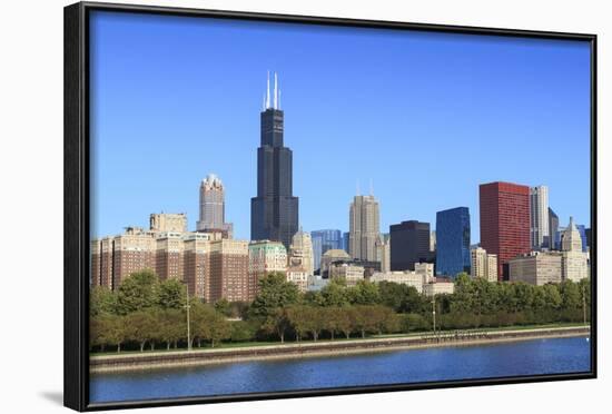 Chicago Skyline and Lake Michigan with the Willis Tower, Chicago, Illinois, USA-Amanda Hall-Framed Photographic Print