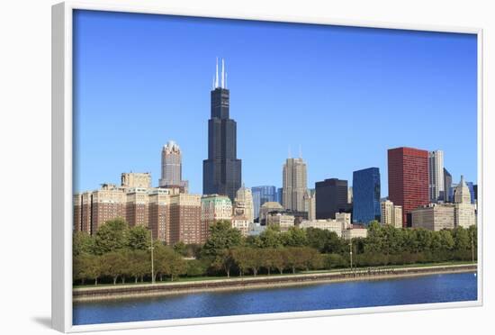 Chicago Skyline and Lake Michigan with the Willis Tower, Chicago, Illinois, USA-Amanda Hall-Framed Photographic Print