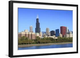 Chicago Skyline and Lake Michigan with the Willis Tower, Chicago, Illinois, USA-Amanda Hall-Framed Photographic Print