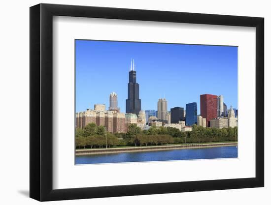 Chicago Skyline and Lake Michigan with the Willis Tower, Chicago, Illinois, USA-Amanda Hall-Framed Photographic Print