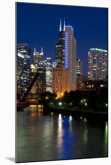 Chicago Skyline and River from Grand Avenue Bridge-Alan Klehr-Mounted Photographic Print