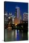 Chicago Skyline and River from Grand Avenue Bridge-Alan Klehr-Stretched Canvas