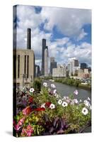 Chicago Skyline and River Looking North-Alan Klehr-Stretched Canvas