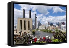 Chicago Skyline and River Looking North-Alan Klehr-Framed Stretched Canvas