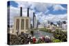 Chicago Skyline and River Looking North-Alan Klehr-Stretched Canvas