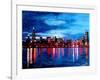 Chicago Skyline at Night-Martina Bleichner-Framed Art Print