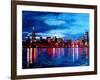 Chicago Skyline at Night-Martina Bleichner-Framed Art Print