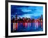 Chicago Skyline at Night-Martina Bleichner-Framed Art Print