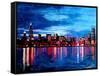 Chicago Skyline at Night-Martina Bleichner-Framed Stretched Canvas